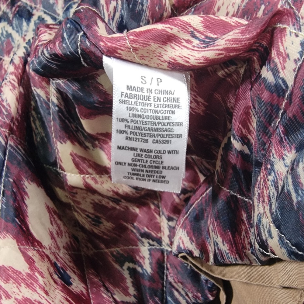 Aeropostale Toggle Hooded Jacket Women Small Tan Solid Cotton Ikat Lined Coat - Picture 6 of 13